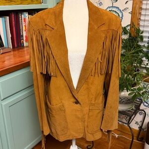 Vintage Winlit Brown Suede Leather Fringe Jacket – Size S